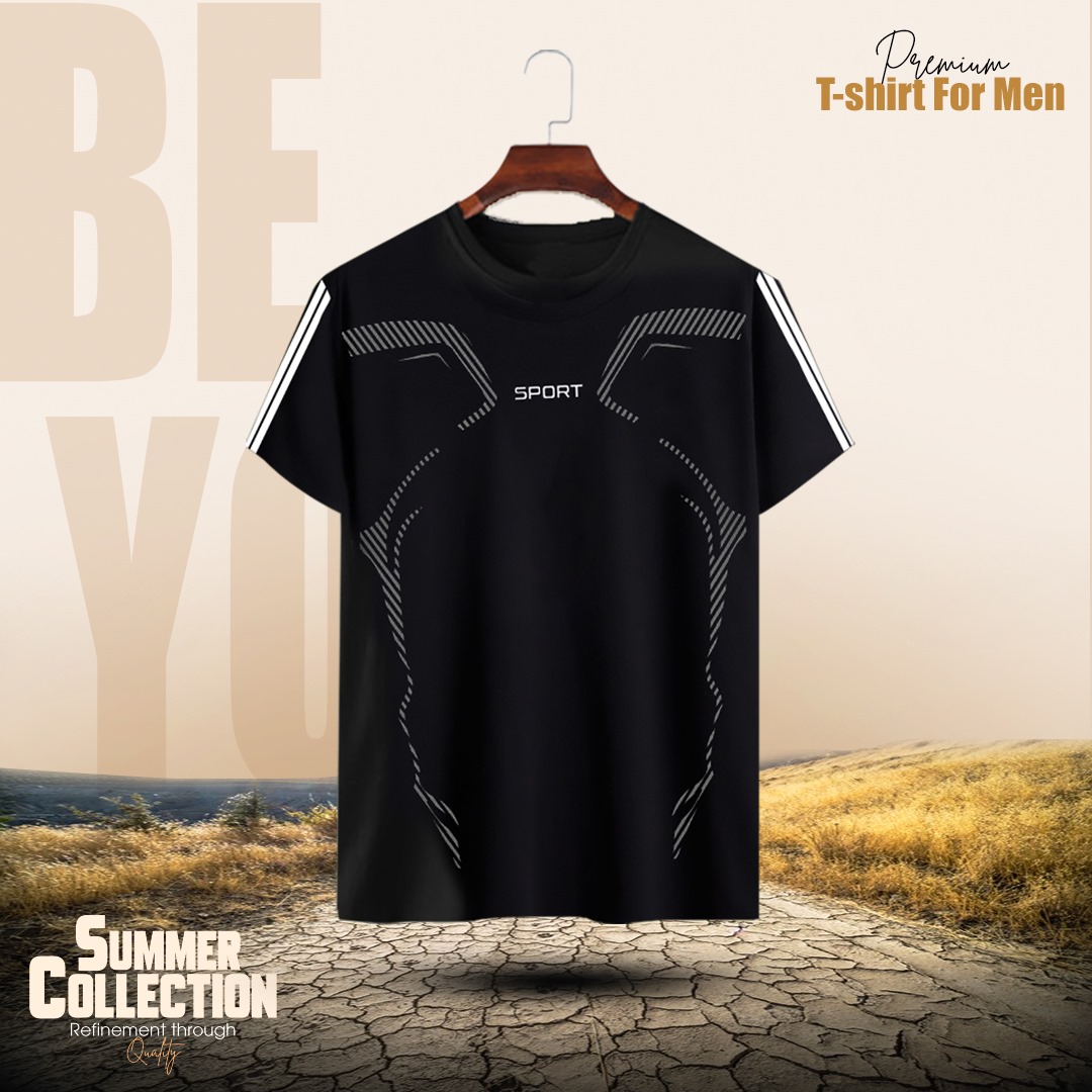 Stylish Comfortable sports T-Shirt(Black)
