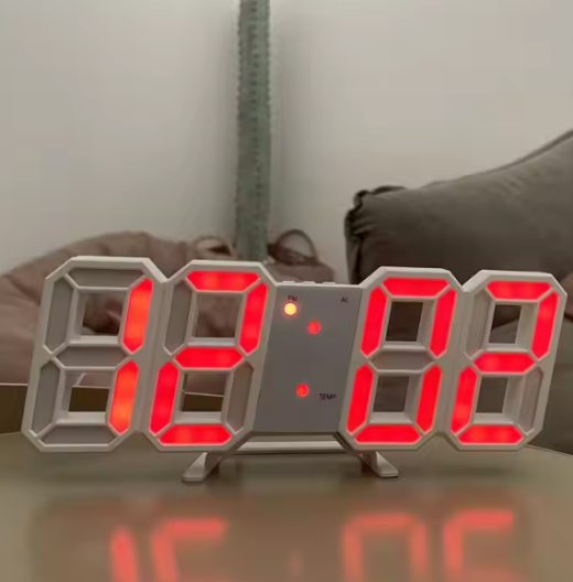 3D LED Digital Wall Clock – Modern Time Display with Alarm & Night Light